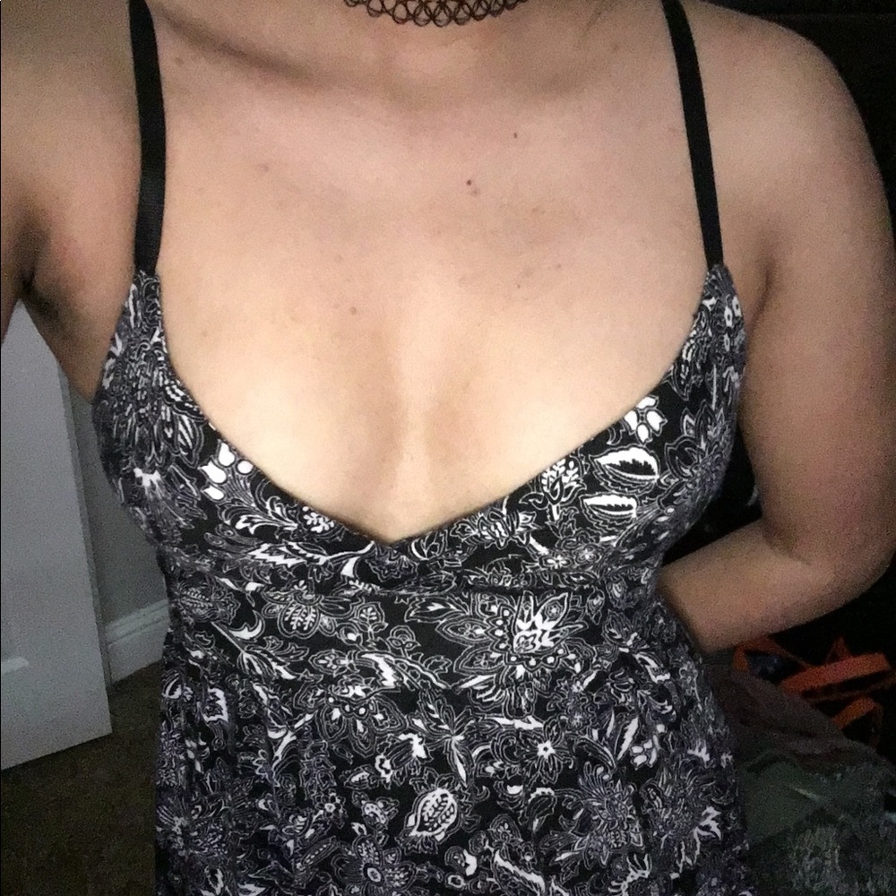 Black floral print dress
